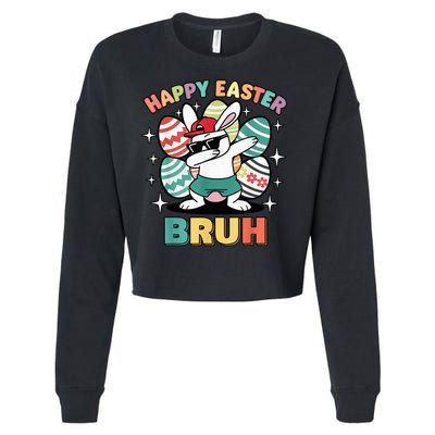 Dab Bunny Happy Easter Bruh Meme Cropped Pullover Crew
