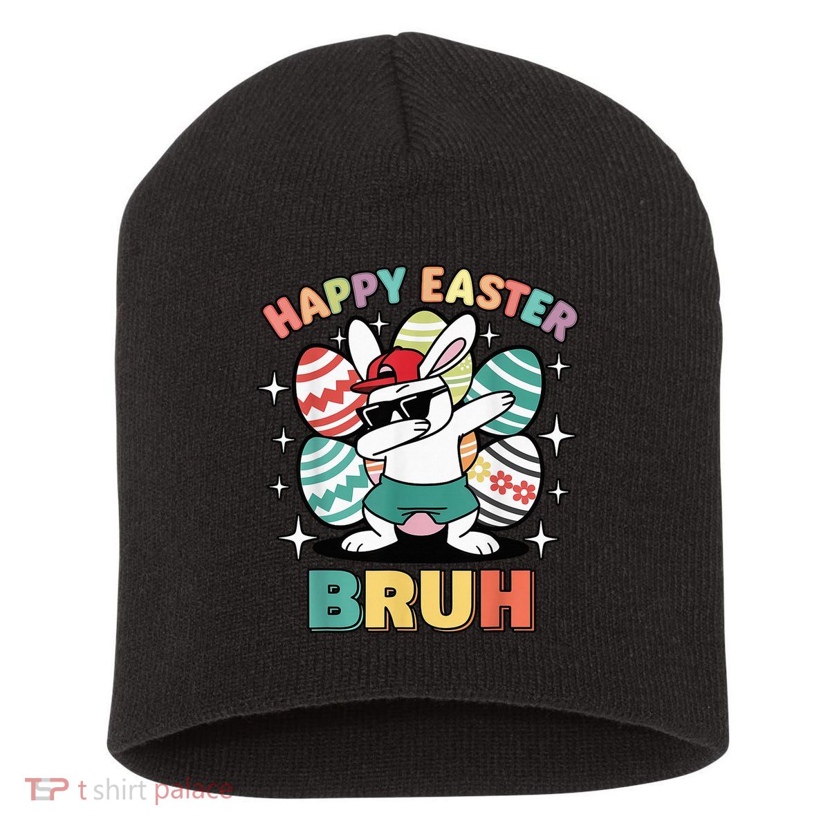 Dab Bunny Happy Easter Bruh Meme Short Acrylic Beanie