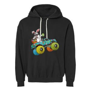 Dabbing Bunny Happy Easter Monster Truck Lovers Garment-Dyed Fleece Hoodie