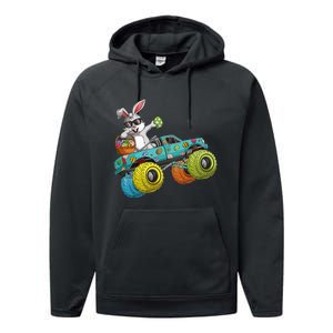 Dabbing Bunny Happy Easter Monster Truck Lovers Performance Fleece Hoodie