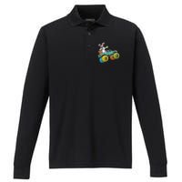 Dabbing Bunny Happy Easter Monster Truck Lovers Performance Long Sleeve Polo