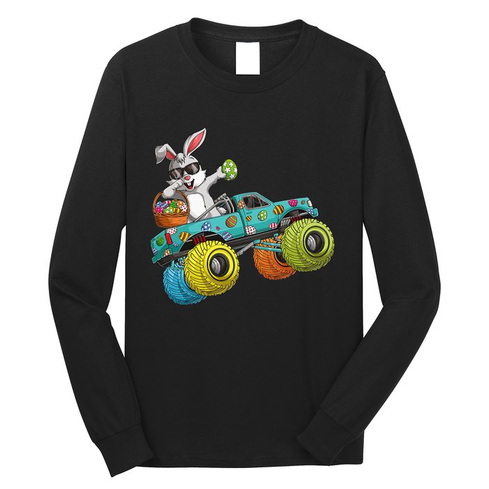 Dabbing Bunny Happy Easter Monster Truck Lovers Long Sleeve Shirt