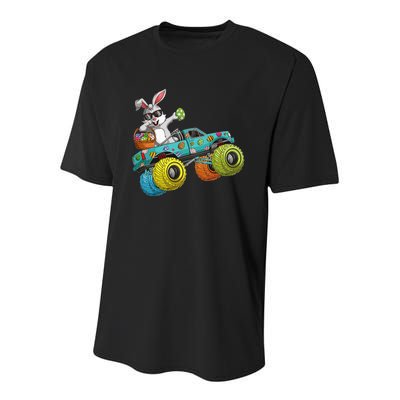 Dabbing Bunny Happy Easter Monster Truck Lovers Youth Performance Sprint T-Shirt