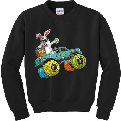 Dabbing Bunny Happy Easter Monster Truck Lovers Kids Sweatshirt