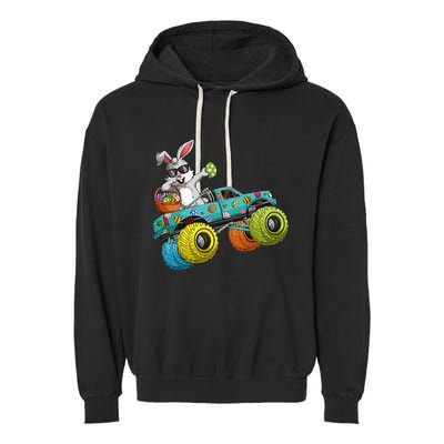 Dabbing Bunny Happy Easter Monster Truck Lovers Garment-Dyed Fleece Hoodie