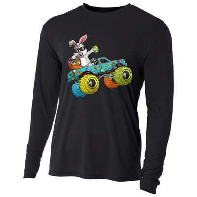 Dabbing Bunny Happy Easter Monster Truck Lovers Cooling Performance Long Sleeve Crew