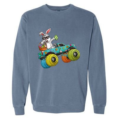 Dabbing Bunny Happy Easter Monster Truck Lovers Garment-Dyed Sweatshirt