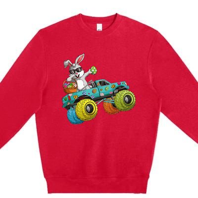 Dabbing Bunny Happy Easter Monster Truck Lovers Premium Crewneck Sweatshirt