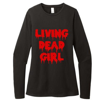 Dripping Blood Halloween Zombie Movie Living Dead Girl Womens CVC Long Sleeve Shirt