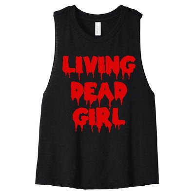 Dripping Blood Halloween Zombie Movie Living Dead Girl Women's Racerback Cropped Tank