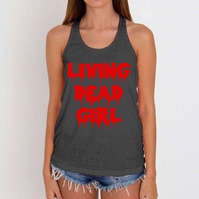 Dripping Blood Halloween Zombie Movie Living Dead Girl Women's Knotted Racerback Tank