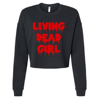 Dripping Blood Halloween Zombie Movie Living Dead Girl Cropped Pullover Crew