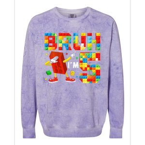 Dabbing Bruh IM 5 Year Old 5th Birthday Boy Building Blocks Colorblast Crewneck Sweatshirt