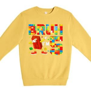 Dabbing Bruh IM 5 Year Old 5th Birthday Boy Building Blocks Premium Crewneck Sweatshirt