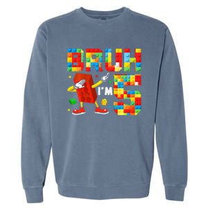 Dabbing Bruh IM 5 Year Old 5th Birthday Boy Building Blocks Garment-Dyed Sweatshirt