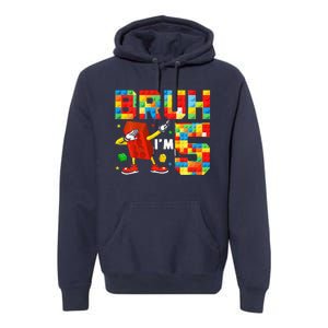 Dabbing Bruh IM 5 Year Old 5th Birthday Boy Building Blocks Premium Hoodie