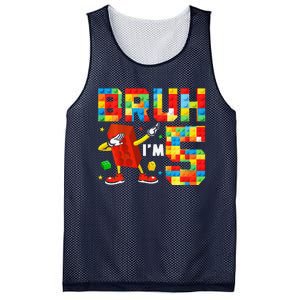 Dabbing Bruh IM 5 Year Old 5th Birthday Boy Building Blocks Mesh Reversible Basketball Jersey Tank