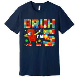 Dabbing Bruh IM 5 Year Old 5th Birthday Boy Building Blocks Premium T-Shirt