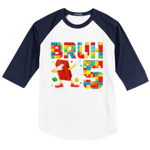 Dabbing Bruh IM 5 Year Old 5th Birthday Boy Building Blocks Baseball Sleeve Shirt