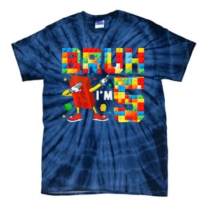 Dabbing Bruh IM 5 Year Old 5th Birthday Boy Building Blocks Tie-Dye T-Shirt