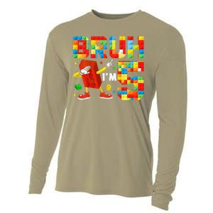 Dabbing Bruh IM 5 Year Old 5th Birthday Boy Building Blocks Cooling Performance Long Sleeve Crew