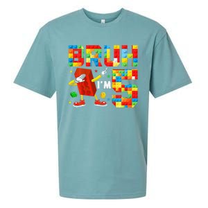 Dabbing Bruh IM 5 Year Old 5th Birthday Boy Building Blocks Sueded Cloud Jersey T-Shirt