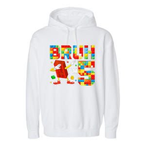 Dabbing Bruh IM 5 Year Old 5th Birthday Boy Building Blocks Garment-Dyed Fleece Hoodie