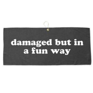 Damaged But In A Fun Way Funny Gag Gift Large Microfiber Waffle Golf Towel