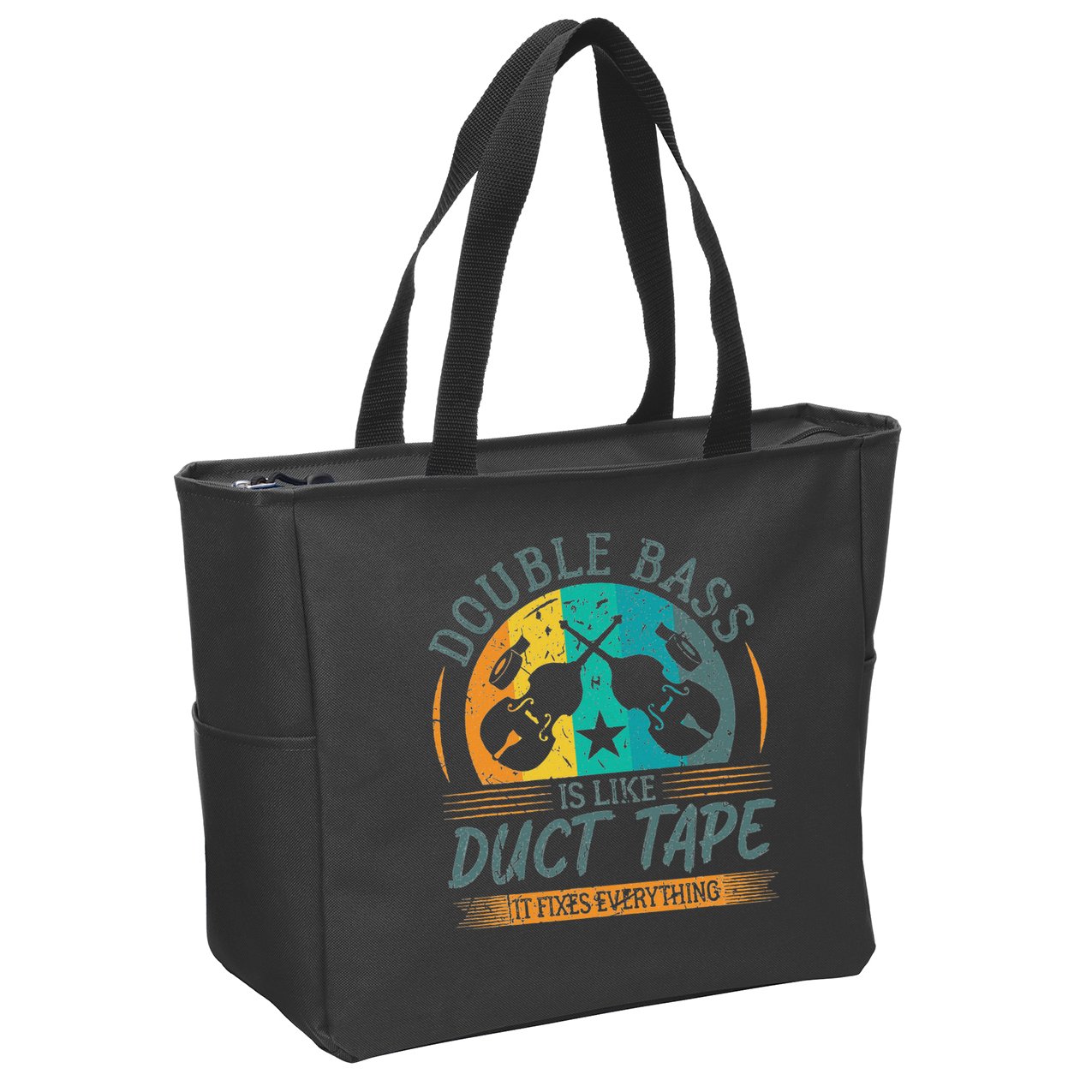 Double Bass Is Like Duct Tape Upright Bass Contrabass Player Zip Tote Bag