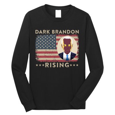 Dark Brandon is Rising Dark Brandon Rises Pro Biden USA Flag Long Sleeve Shirt