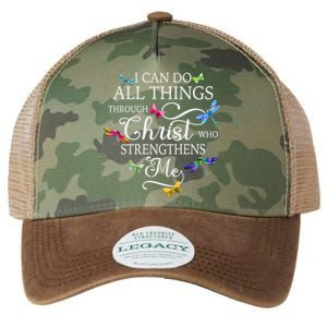 Dragonfly Butterfly I Can Do All Things Through Chrisgift Legacy Tie Dye Trucker Hat