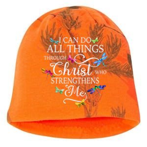 Dragonfly Butterfly I Can Do All Things Through Chrisgift Kati - Camo Knit Beanie