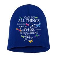 Dragonfly Butterfly I Can Do All Things Through Chrisgift Short Acrylic Beanie