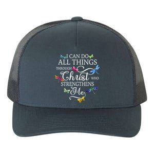 Dragonfly Butterfly I Can Do All Things Through Chrisgift Yupoong Adult 5-Panel Trucker Hat