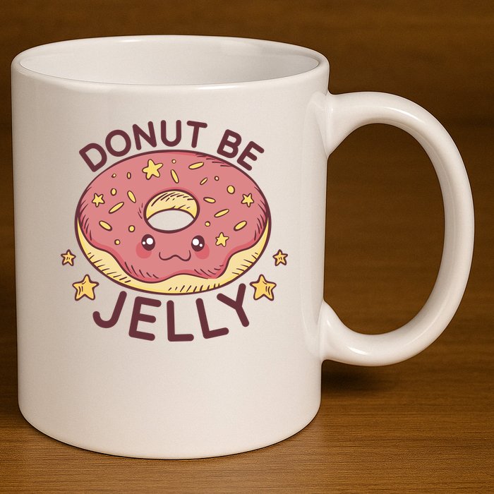 Donut Be Jelly Cute Funny 11oz C Handle Ceramic Mug