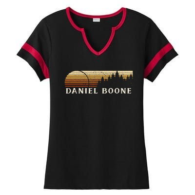 Daniel Boone Ky Vintage Evergreen Sunset Eighties Ladies Halftime Notch Neck Tee