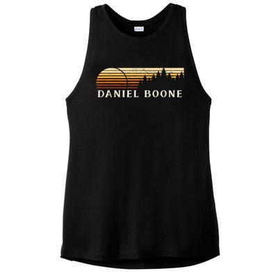 Daniel Boone Ky Vintage Evergreen Sunset Eighties Ladies PosiCharge Tri-Blend Wicking Tank