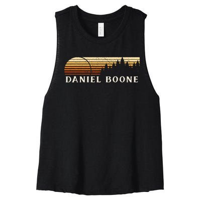 Daniel Boone Ky Vintage Evergreen Sunset Eighties Women's Racerback Cropped Tank