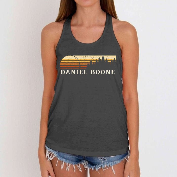 Daniel Boone Ky Vintage Evergreen Sunset Eighties Women's Knotted Racerback Tank