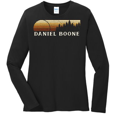 Daniel Boone Ky Vintage Evergreen Sunset Eighties Ladies Long Sleeve Shirt