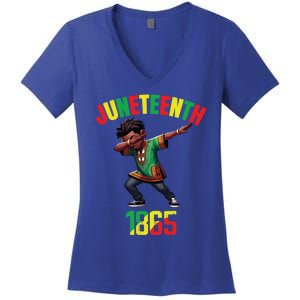 Dabbing Black King Afro Junenth 1865 Funny Gift Women's V-Neck T-Shirt