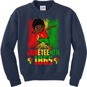 Dabbing Black King Juneteenth Melanin Brown Skin Kids Sweatshirt