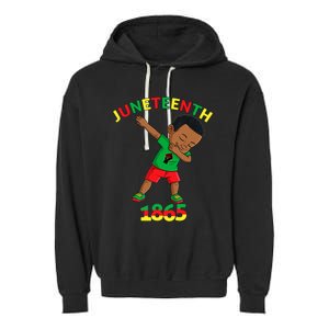 Dabbing Black King Juneteenth Melanin Brown Skin Boy Dab Garment-Dyed Fleece Hoodie