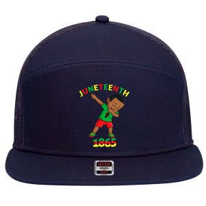 Dabbing Black King Juneteenth Melanin Brown Skin Boy Dab 7 Panel Mesh Trucker Snapback Hat