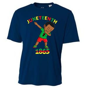 Dabbing Black King Juneteenth Melanin Brown Skin Boy Dab Cooling Performance Crew T-Shirt