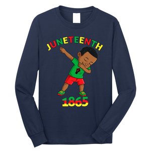 Dabbing Black King Juneteenth Melanin Brown Skin Boy Dab Long Sleeve Shirt