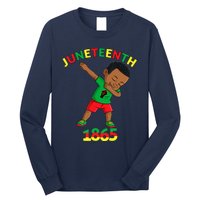 Dabbing Black King Juneteenth Melanin Brown Skin Boy Dab Long Sleeve Shirt