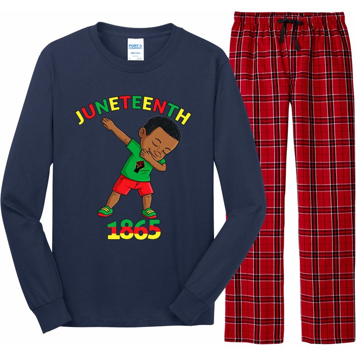 Dabbing Black King Juneteenth Melanin Brown Skin Boy Dab Long Sleeve Pajama Set