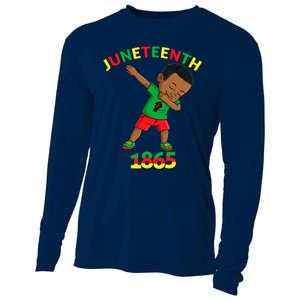 Dabbing Black King Juneteenth Melanin Brown Skin Boy Dab Cooling Performance Long Sleeve Crew