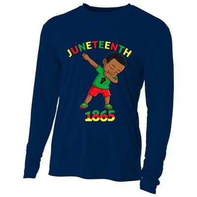 Dabbing Black King Juneteenth Melanin Brown Skin Boy Dab Cooling Performance Long Sleeve Crew